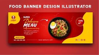 food Banner in illustrator||Illustrator tutorial||Restaurant professional food banner||Rasheed RGD