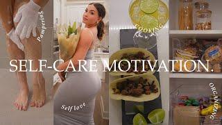 SELF CARE MOTIVATION: girl get up + cooking + organizing + mocktail recipe + pampering