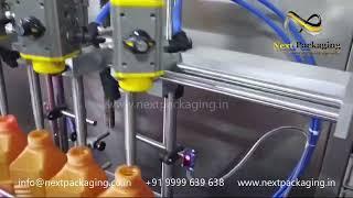 4 head Servo Based Automatic Lubricant Oil filling machine | Liquid Filling Machine