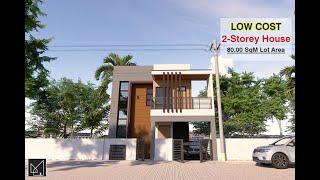 Low Cost Budget Small Two-Storey House Design | 80SQM Lot Area