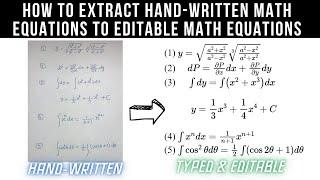 How to Extract Math Expressions and Equations from Image of Hand Written Text