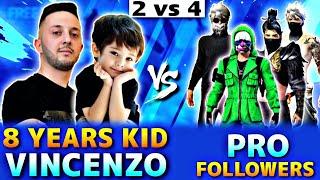 2 vs 4  8 Years KID & VINCENZO vs Pro Followers Clash Squad Custom Limited amo -Garena Free Fire