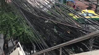 Messy Cables On Thai Bridge