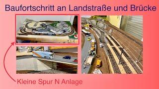 Thierry‘s H0 Modelleisenbahn (Baufortschritte an Landstraße und der Brücke)