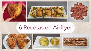 6 recetas en AIRFRYER, Cosori, freidora de aire, dulces y saladas (horno). Pollo, bizcocho, bacon...