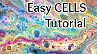 [6]  Fluid acrylic: CELLS every time! Easy DIRTY POUR painting tutorial using Floetrol.