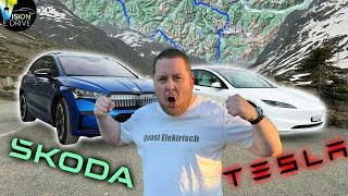 SKODA Enyaq & TESLA Model 3 in den Alpen - Der Test für die Swiss Alp Trophy