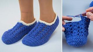 Easy crochet slippers step by step tutorial!