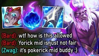 Yorick, but I go full poke mid lane and tilt the enemy team (MAIDEN SOLO KILLS YOU)