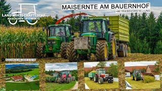 Maisernte am Bauernhof | Maishäckseln | 7 Traktoren auf 4 Fahrsilos | Bauernhofgeschichten | 4K