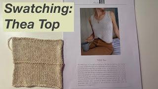 Knitting Podcast Tutorial: Planning for the Thea Top - swatching for drape, gauge & garment size