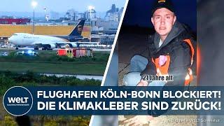 FLUGHAFEN KÖLN-BONN: Klimakleber blockieren Rollfeld! Laut "Letzte Generation" europaweite Aktion!