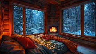 Sleep with winter blizzard sounds | The bedroom has a warm fireplace | Sleep, study, comfortable