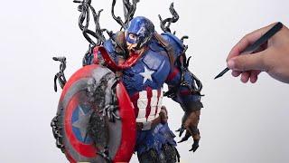 Venom possesses Captain America | polymer clay handmade sculpture | Kay’s clay