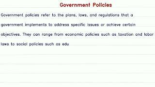 Short Paragraph on Government Policies