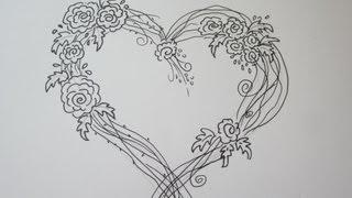 Amazing Easy Rose Drawing With A Heart - Drawing Tutorial