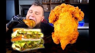 WHOLE DEEP FRIED CHICKEN, VEGETABLE SANDWICH, ASMR MUKBANG, АСМР МУКБАНГ, 먹방, 大食い, たべる, 谢尔盖