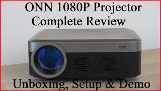 Onn 1080p Portable Projector Complete Review - Unboxing, Setup & Demo