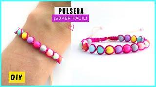 Como hacer pulseras de hilo fáciles con piedras de colores  pulseras de moda #cursosdebisuteria