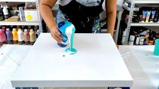 Thick Acrylics - Straight Pour - Acrylic Painting in Turquoise and Ocean Blues! ~ Acrylic Pouring