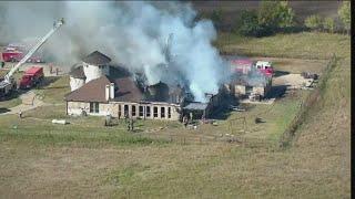 Heavy fire burning at a mansion in Collin County