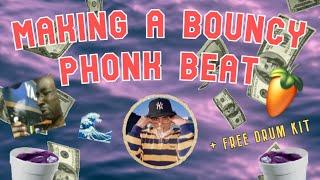 How To Make A Bouncy Phonk Beat | FL STUDIO 20 TUTORIAL + FREE DRUM KIT