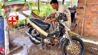 Dad bought a motorbike to take Bibi home from the hospital - Dream comes true