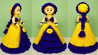 BEAUTIFUL WOOLEN DOLL CRAFT/HOW TO DECORATE DOLL WITH WOOLEN/oon ki gudiya sajaye