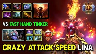 CRAZY ATTACK SPEED Mid Lina Max Slotted Item Build Vs. Grand Master Fast hand Tinker 7.36b DotA 2