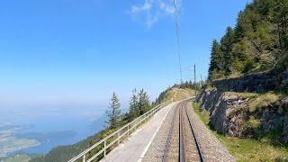  4K  Vitznau - Rigi Kulm rack railway cab ride [05.2023] Zahnradbahn Führerstandsmitfahrt