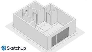 Create a 3D Model From a Floor Plan in SketchUp | Walls, Floors and Windows | SketchUp for Beginners