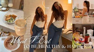 WHAT I EAT IN A DAY TO BE HEALTHY & HAPPY (high protein realistic tips, recipes & dessert ideas)