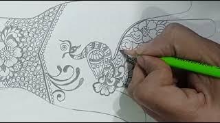 Peacock  mehndi designs #drawing #mehndiclass #lineart