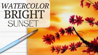 Blazing Watercolor Sunset