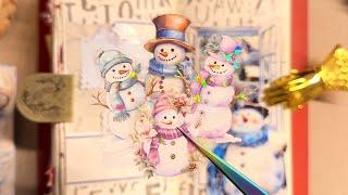 ASMR ️White snow village theme️ Aesthetic journaling scrapbooking Collage / Vintage stationery