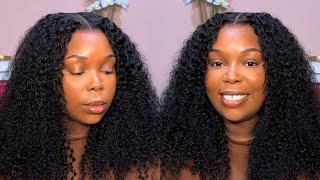 GAME CHANGER!!  NEW "M" CAP WEAR & GO GLUELESS Kinky Curly Wig For BEGINNERS! Ft CurlyMe Hair
