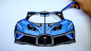 How to draw a car - Bugatti Bolide - Step by step & Coloring