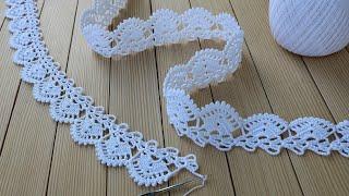 КРУЖЕВО КРЮЧКОМ простое ВЯЗАНИЕ для начинающих КАЙМА схема узора Easy to Crochet Tape Lace pattern