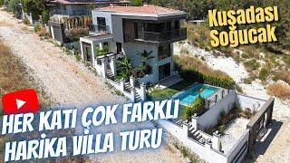 Kuşadası'nda Deniz Manzaralı 3+2 Çift Otoparklı Deniz Manzaralı Lüks Villa Turu / 6 Temmuz 2024