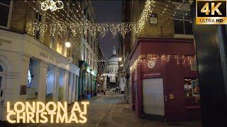  London Christmas Tour 2024  | Peaceful Walk of the City of London ahead of Christmas [4K]