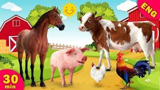 30 MIN Farm animals for Kids Animal song Fnimal name & sound