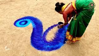 Peacock Rangoli design | biggest rangoli design | रंगोली