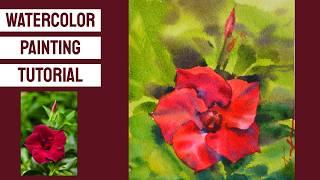 WATERCOLOR Painting TUTORIAL - How to Paint a FLOWER . WET ON WET TECHNIQUE #Watercolor #art #flower