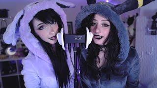 ASMR  Twin Ear Kisses and Mouth Sounds  Espeon & Umbreon cosplay w/@nananightray