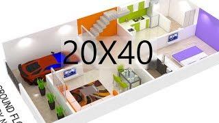 20X40 House plan 3d view by nikshail