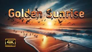 Natural Sea Beach Golden Sunrise with Soothing Relaxing Music