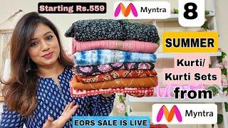 Myntra Kurti/Kurta Set Haul Starting Rs.558|Myntra Summer Special Kurtis| Myntra EORS Sale is live