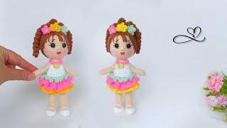 This is so cute! Bestseller  How to crochet a doll with flowers. Part 1