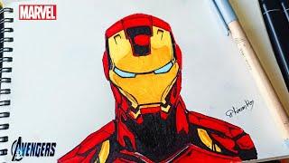 IRON MAN how to draw full realistic drawing with marker (tutorial video)