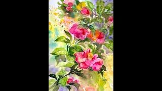 How to create background for a floral painting: camellia flower